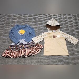 Charming Kids' Long Sleeve Set with Cheese Graphic